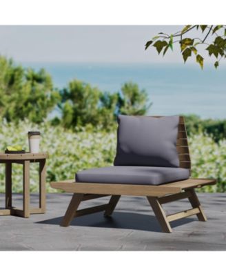 Sedona Outdoor Acacia Wood Club Chairs with Dark Gray Removable Cushions, Wood Outdoor Patio Lounge Chairs