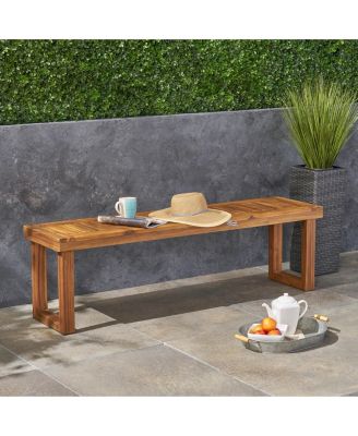 60 inches Natural Acacia Wood Bench for Outdoor Comfort, Classic Slat Design for Relaxing in Your Backyard or Patio