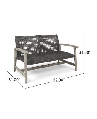 Classic 52 in. Wicker Outdoor Loveseat Features Acacia Wood Frame