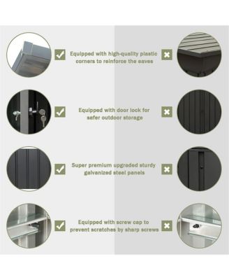 Outdoor Garden Shed Metal Utility Tool Storage Room with Latches and Lockable Door for Balcony