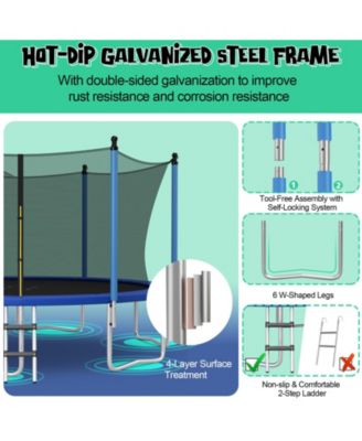 12 Feet Outdoor Recreational Trampoline with Ladder and Enclosure Net