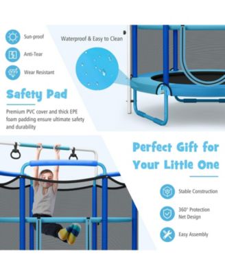 5 Feet Kids 3-in-1 Game Trampoline with Enclosure Net Spring Pad