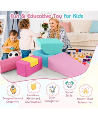 6 Pieces Foam Climbing Blocks Indoor Climb and Crawl Activity Playset with Rectangles