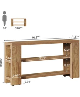 70.9-Inch Extra Long Console Table with Storage, Narrow Wooden Sofa Table Behind The Couch, Farmhouse 3-Tier Entry Foyer Table