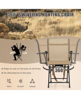 Foldable Swivel Patio Chair with Armrest and Mesh Back