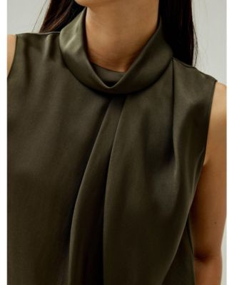 Women's Asymmetrical Sleeveless Cowl Neck Top