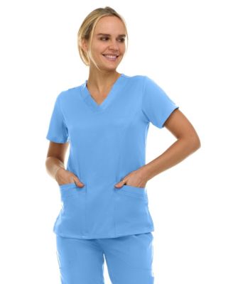 Women's Eleanor 3-Pocket Stretch V-Neck Scrub Top Shocking Pink Medium