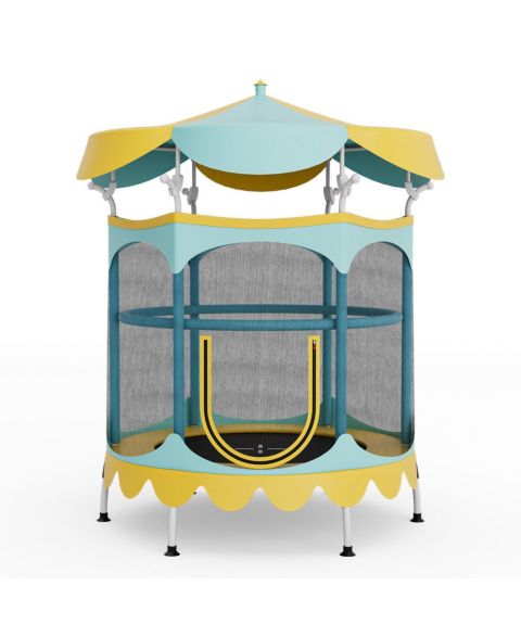 Детская игрушка Mecale 64 Inch Trampoline with Safety Enclosure Net and Detachable Canopy, Ages 3+, цвет: Синий