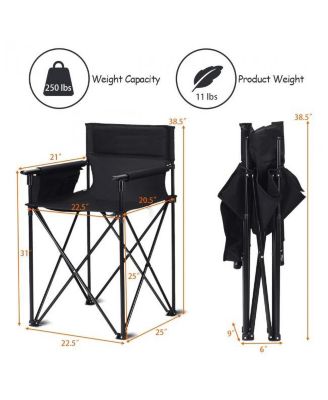 Portable 38 Inch Oversized High Camping Fishing Folding Chair