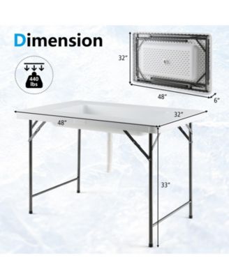 4 Feet Folding Ice Bin Table with Skirt for Camping Picnic Wedding