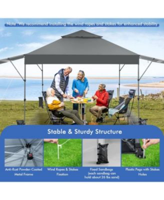 10 x 17.6 Feet Outdoor Instant Pop-up Canopy Tent with Dual Half Awnings