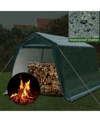 Outdoor Carport Shed with Sidewalls and Waterproof Ripstop Cover