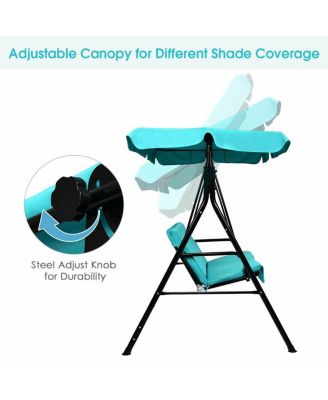 2 Person Weather Resistant Canopy Swing for Porch Garden Backyard Lawn
