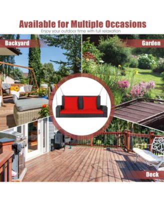 2-Person Patio Rattan Porch Swing with Cushions