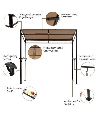 7 Feet Grill Gazebo with Serving Shelf and Storage Hooks