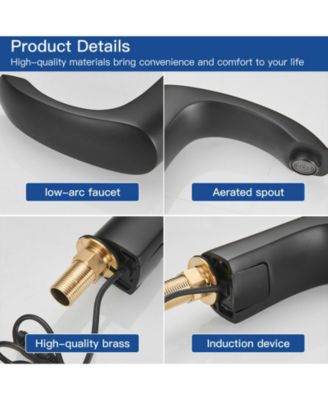 Automatic Sensor Touchless Bathroom Sink Faucet With Deck Plate & Pop Up Drain In Polished Chrome