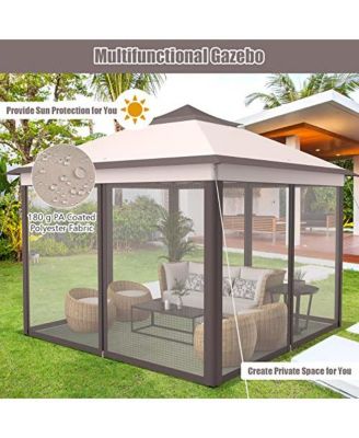11 x 11 Feet 2-Tier Pop-Up Gazebo Tent Portable Canopy Shelter Carry Bag Mesh