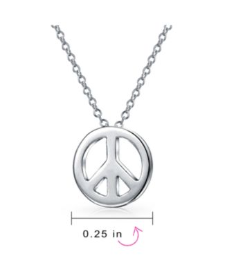 Set of 2 Peace Sign Pendant Necklaces in Gold Plated Sterling Silver