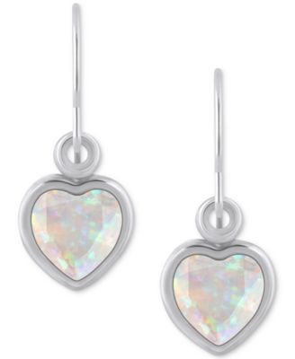 Gemstone Heart Drop Earrings in 10k Yellow Gold (also in 10k White Gold)
