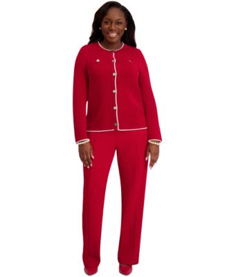 Round-Neck Long-Sleeve Button Front Cardigan, Regular & Plus 