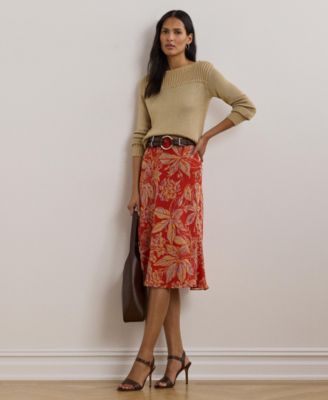 Lauren Ralph Lauren - Women's Floral Crinkle Georgette Midi Skirt