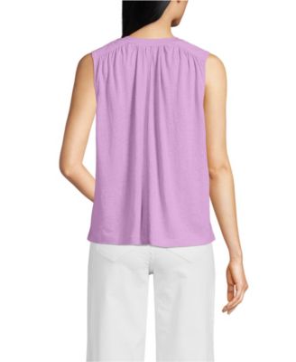Women's Linen Blend Notch Neck Swing Tank Top