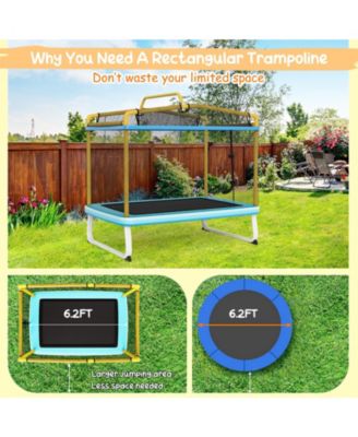6 Feet Rectangle Trampoline with Swing Horizontal Bar and Safety Net