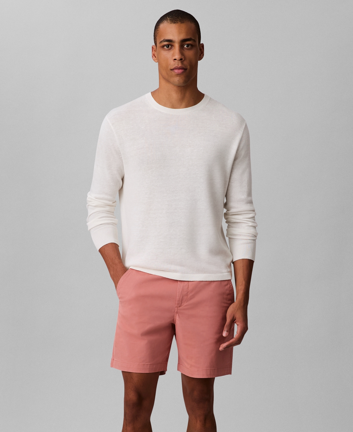Calvin Klein Men's Slim Fit Cotton 7" Chino Shorts In Pink