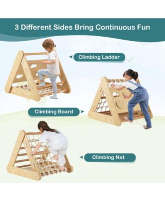 4 in 1 Triangle Climber Toy with Sliding Board and Climbing Net