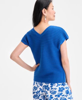 Women's Cotton Rib-Knit Dolman-Sleeve Sweater, Exclusively at Macy's