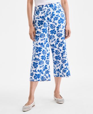 Women's Printed Cotton Pull-On Cropped Pants, Exclusively at Macy's
