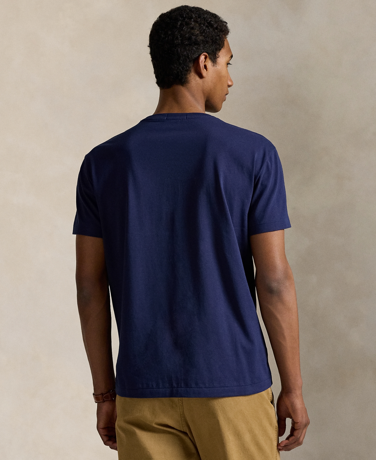 Polo Ralph Lauren Blue Crewneck T-shirt With Logo Lettering On The Fornt And Pony Embroidery On The Front
