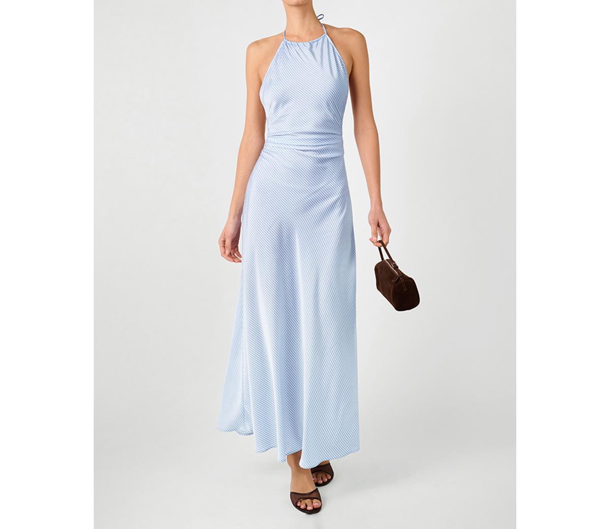 Women's Halter Tie Neck Maxi Dress - Classic blue ml