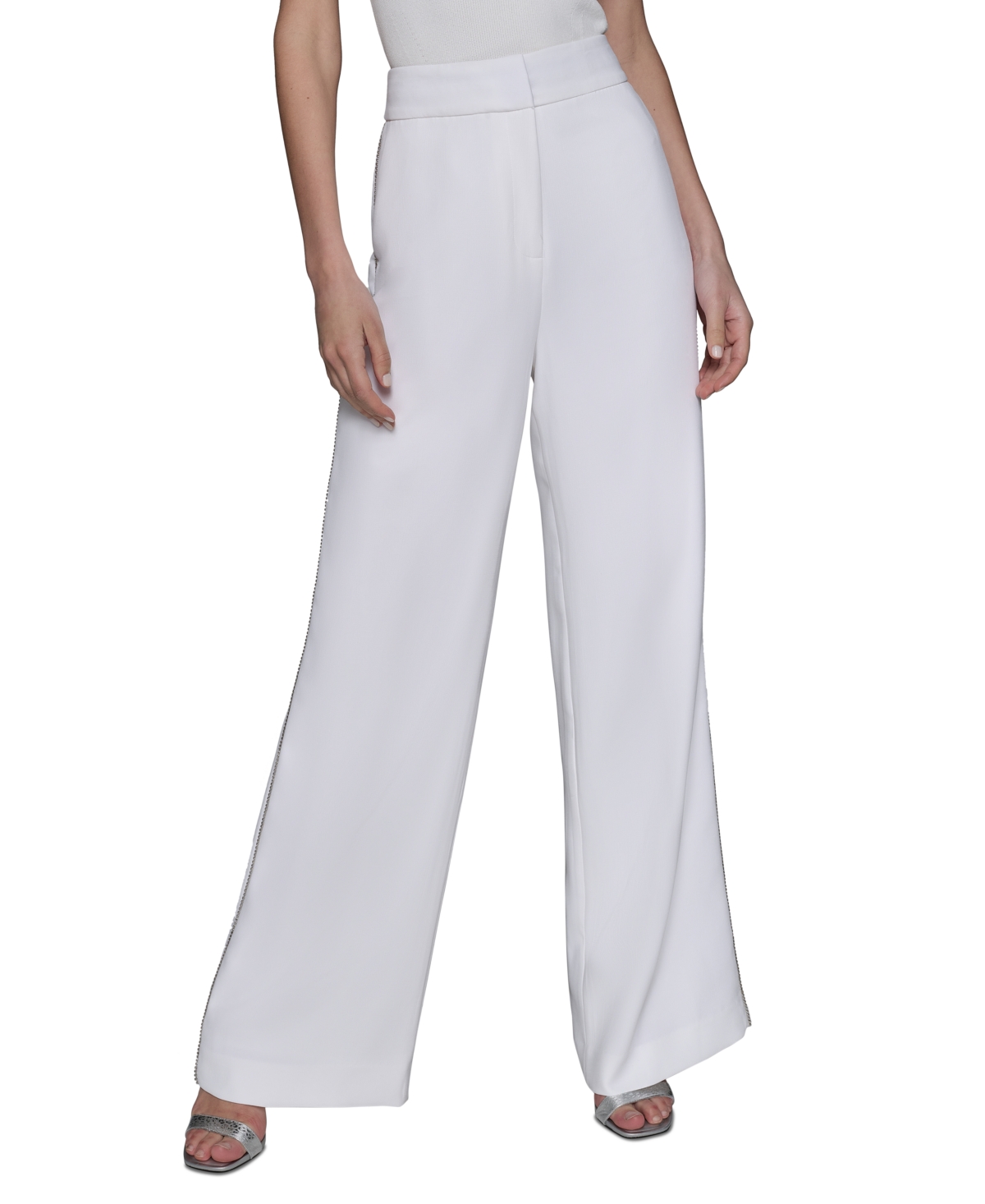 Shop Karl Lagerfeld Women's Embellished-side-seam Pants