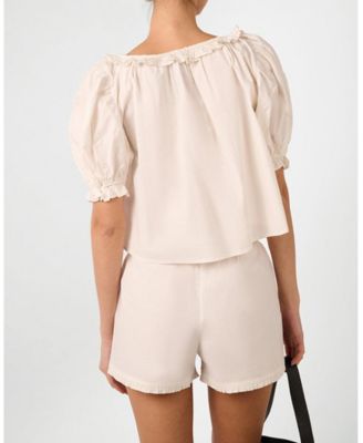 Women's Puff Sleeve Button Up Top