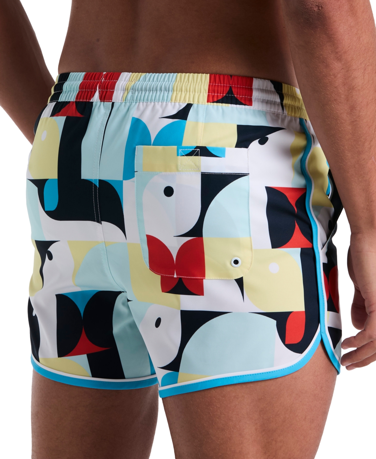 Original Penguin Men's Dolphin Slim Fit Drawstring 4" Swim Trunks In Multi