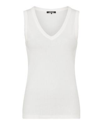 Women's Ribbed Knit Rounded V-Neck Shell