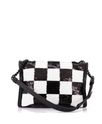 Small Viva Bow Flap Bag Sequin Embellished Leather