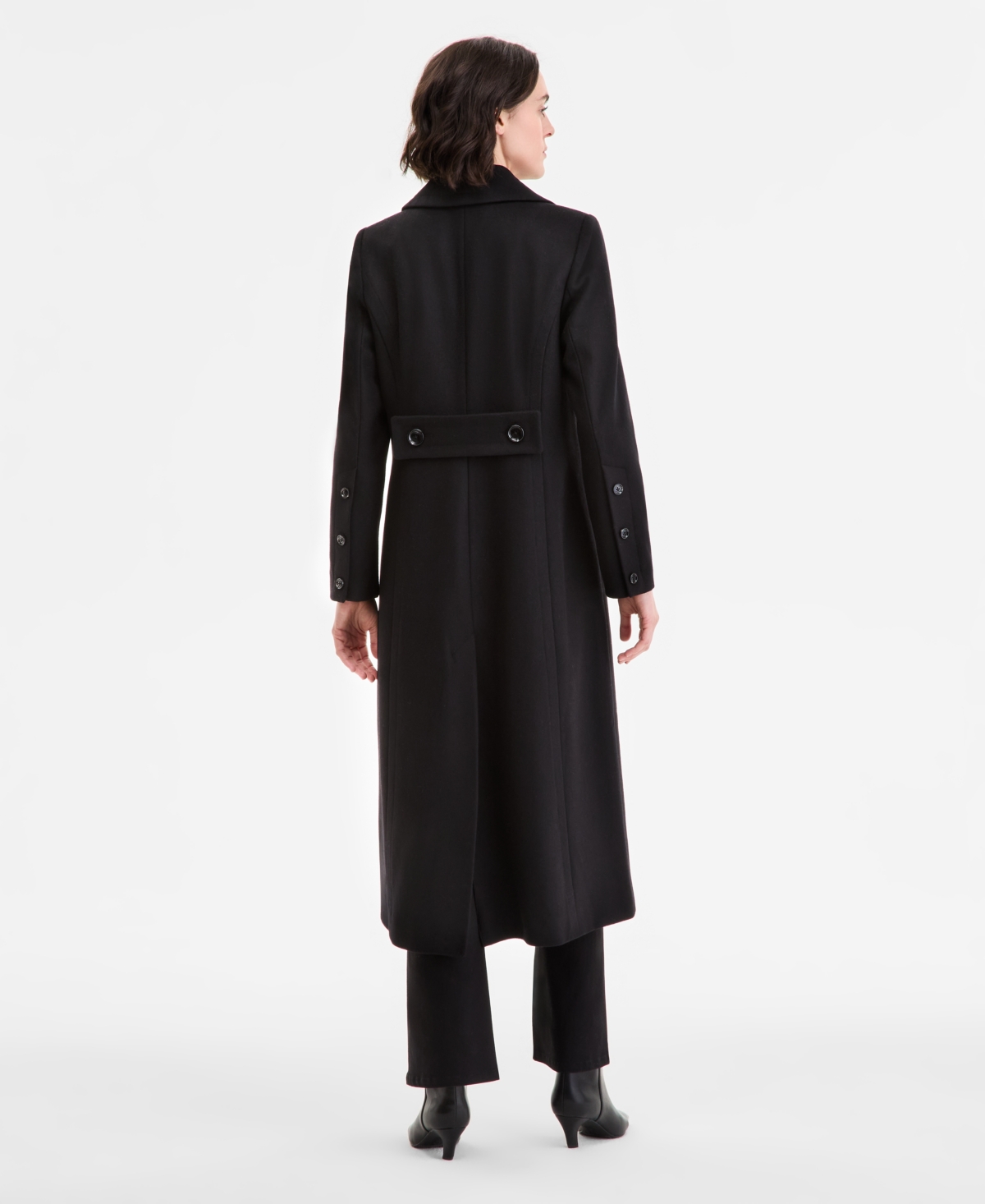 Anne Klein Women's Double-breasted Maxi Coat In Black