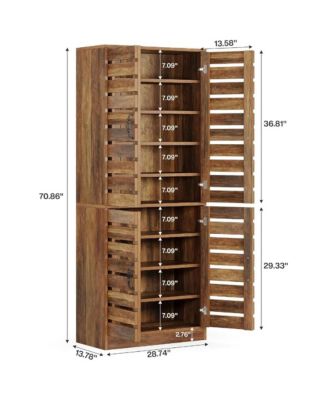 Farmhouse Storage Cabinet, 9-Tier with Adjustable Shelves and 2 Shutter Doors, for Kitchen, Dining Room