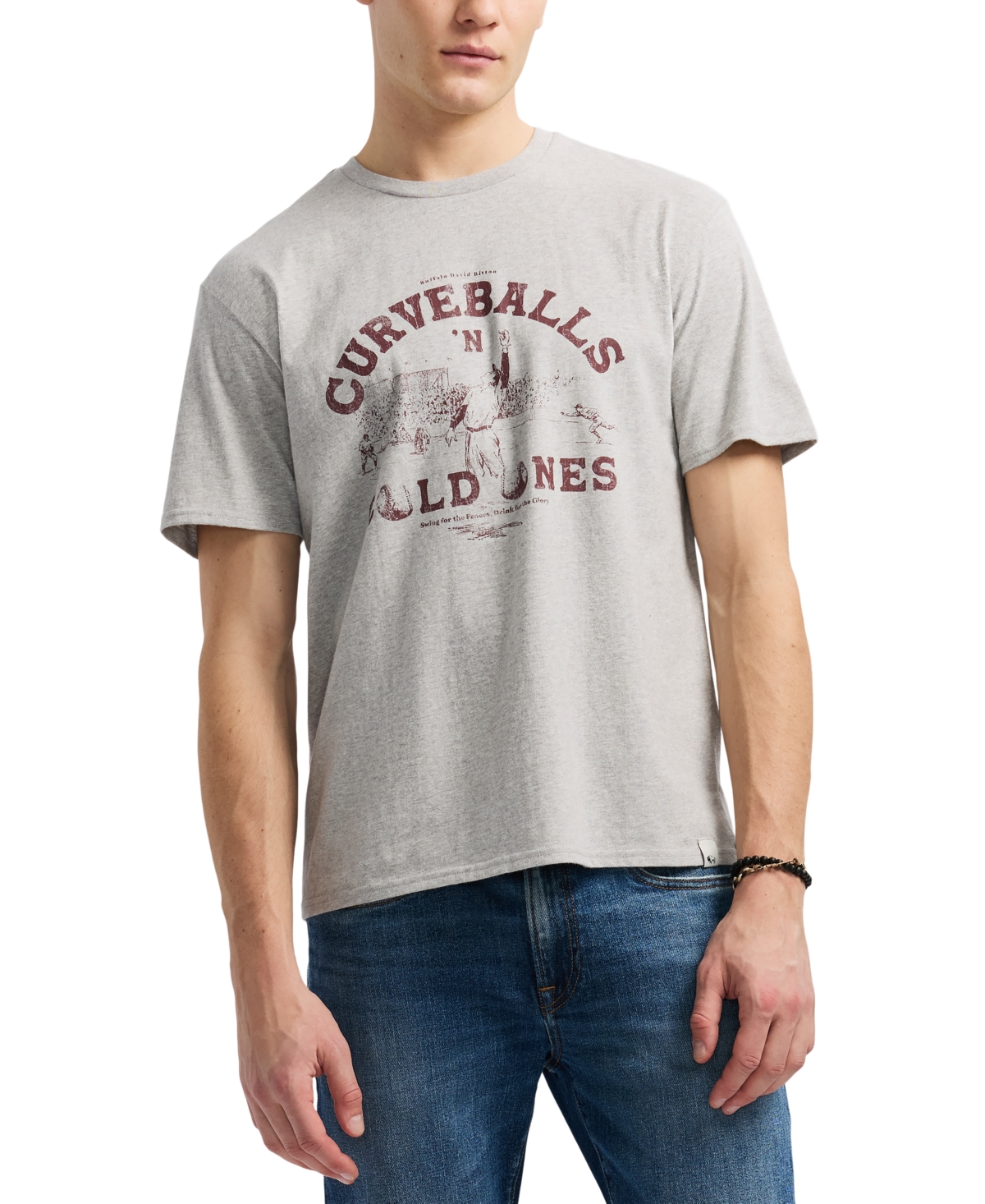 Men's Tavis Short Sleeve Crewneck Curveballs Graphic T-Shirt - Heather Grey