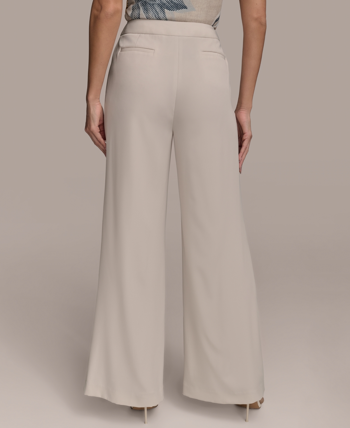 Donna Karan Women's Pleat-front Wide-leg Pants In White