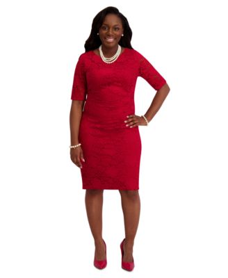 Women's Lace-Sleeve Sheath Dress, Regular & Plus Sizes