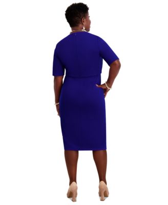 Women's Short-Sleeve Side Pleated Dress, Regular & Plus Sizes 