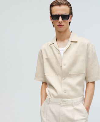 Men's Linen Bowling-Collar Shirt