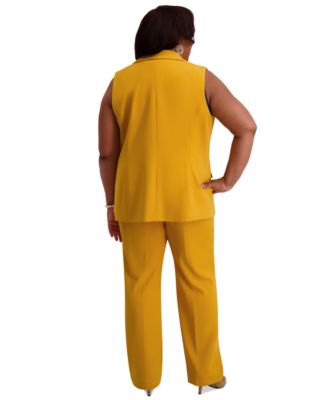 Notched Collar Open-Front Regular & Plus Sizes Vest Jacket