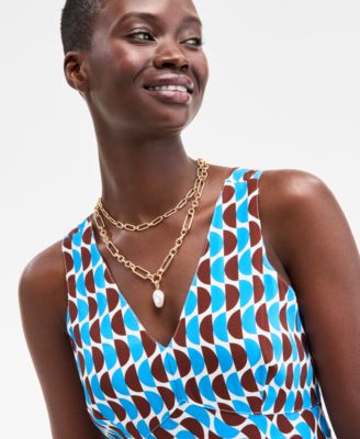 Women's Double V-Neck Sleeveless Midi Dress, Exclusively at Macy's