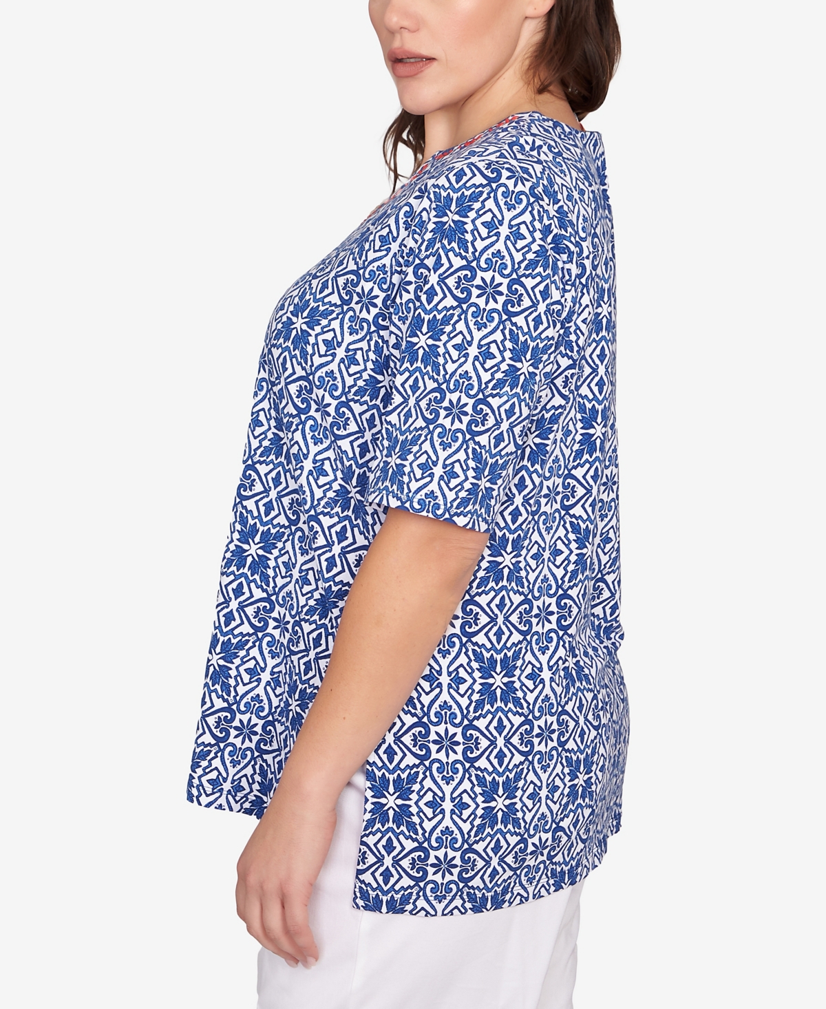 Ruby Rd. Plus Size Pacific Medallions Embellished Knit Top