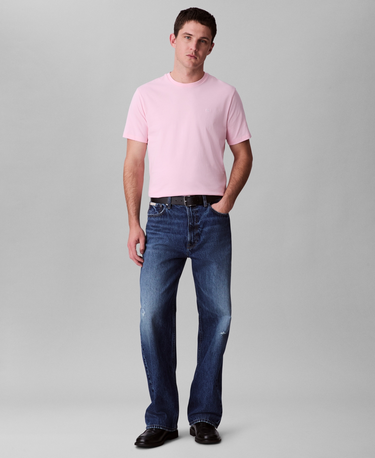 Shop Calvin Klein Men's Smooth Cotton Solid Crewneck T-shirt