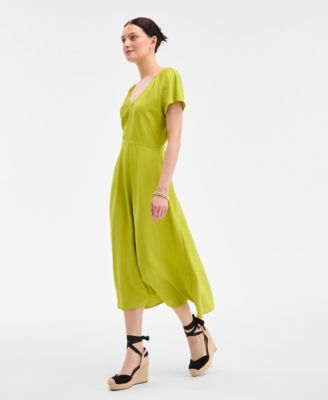 On 34th - Women's Flutter-Sleeve Printed Satin Midi Dress